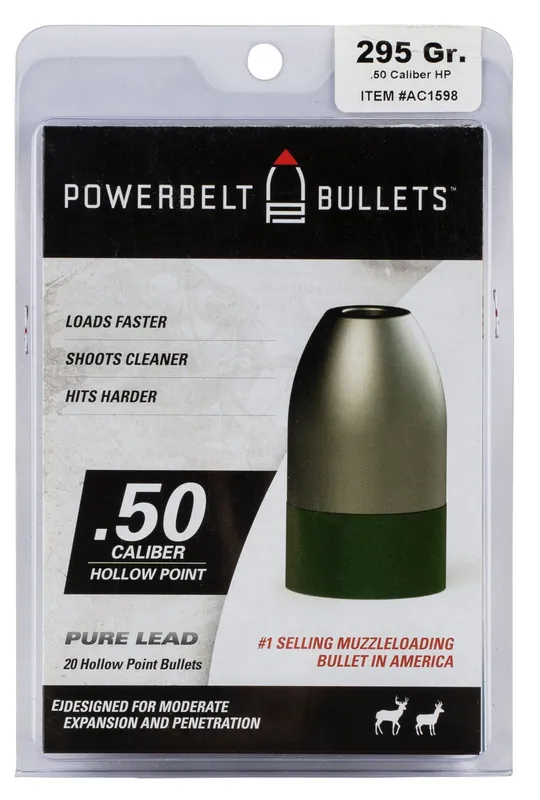 CVA Powerbelt Lead Bullets .50 Cal. 295 Gr. Hollow Point