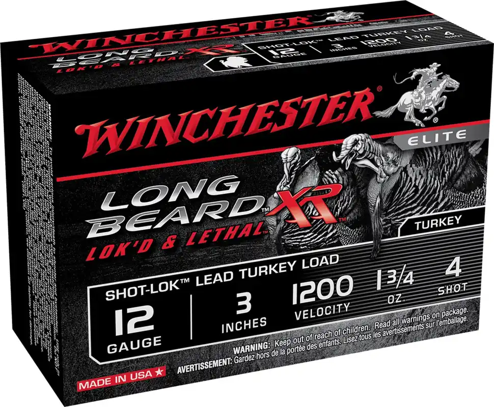 Winchester Long Beard XR Turkey Load Shotshells 12ga 3" 1-3/4 oz 4 Copper-plated Lead Shot 10 Shells Per Box