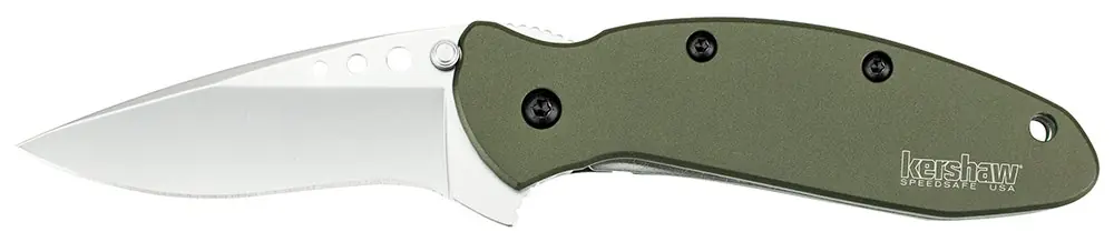 Kershaw 1620OL Scallion 2.40" Drop Point Plain Anodized Aluminum Olive Drab Han