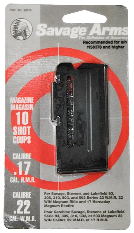 Savage 90 Series 22 WMR/17 HMR 10 Round Blue Finish Magazine