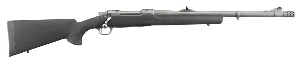 Ruger Hawkeye Alaskan 375 Ruger Rifle 3+1 20" Barrel Radial Brake Adjustable Rear Sight Matte Stainless Metalwork Black Overmolded Stock 57100