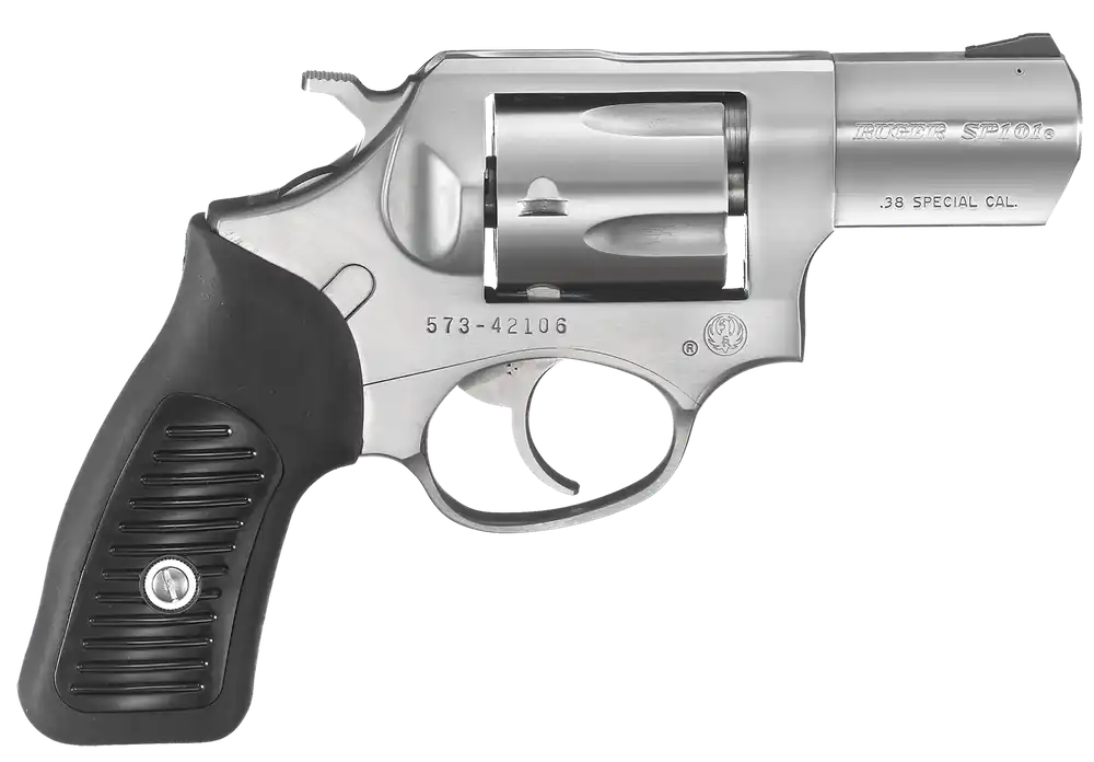 Ruger SP101 38 Special 2.25" Barrel 5rd Triple-Locking Cylinder, Satin Stainless Steel, Cushioned Rubber With Synthetic Insert Grip
