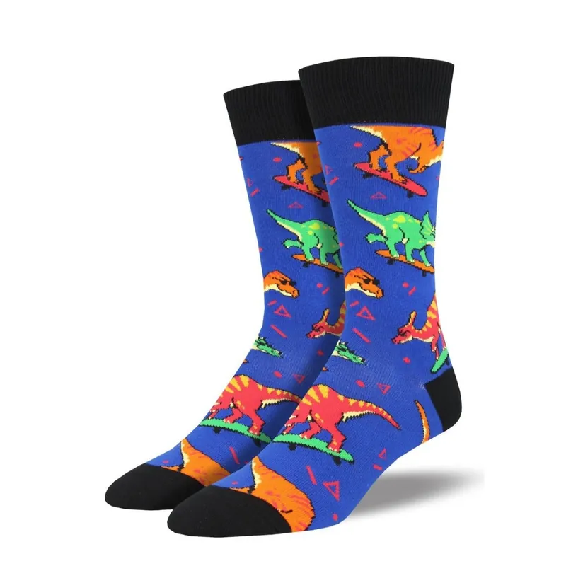 SockSmith Men‘s "Skate Or Dinosaur" Blue Socks