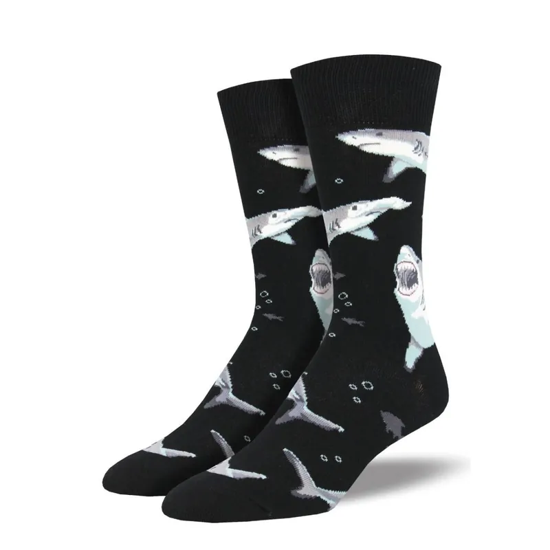 SmithSock Men‘s "Shark Chums" Black Socks