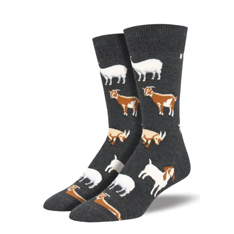 SockSmith Men‘s "Silly Billy" Goat Heather Grey Socks