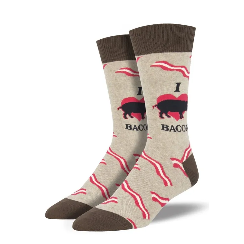 SockSmith Men‘s "Mmm, Bacon" Beige Socks