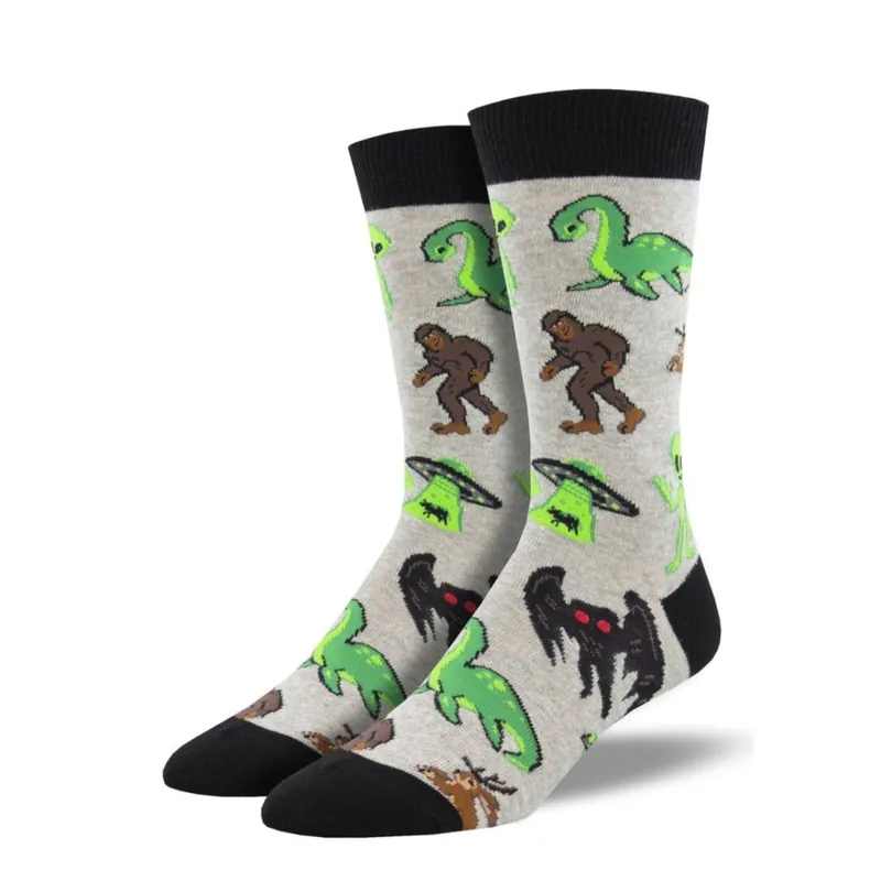 SockSmith Men‘s "Cryptids" Heather Grey Socks