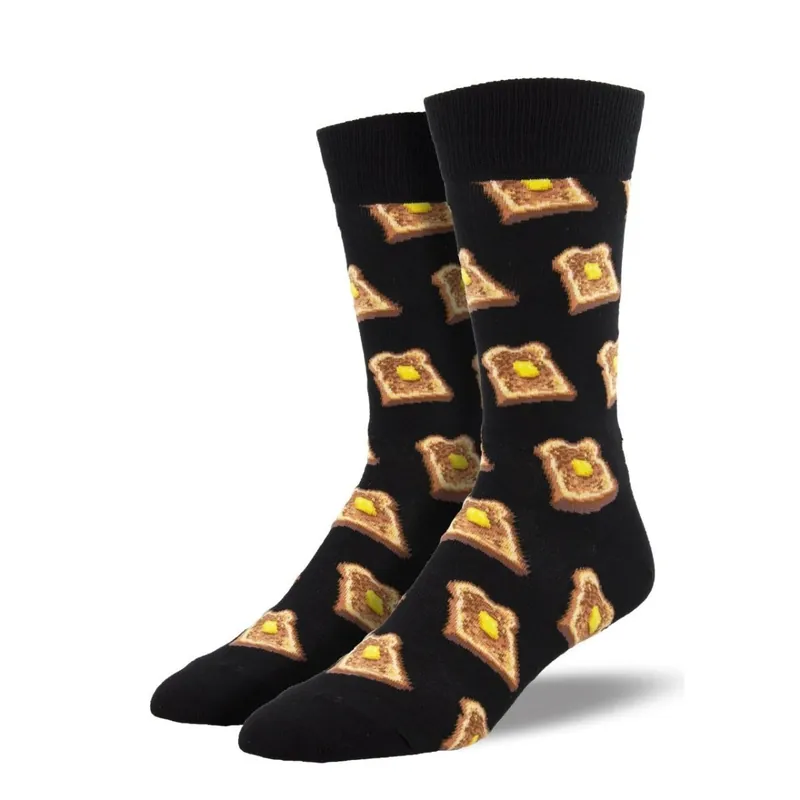 SockSmith Men‘s "Buttered Toast" Black Socks