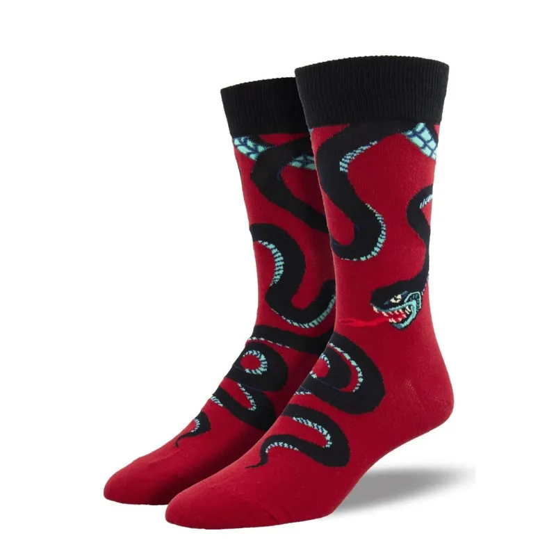 SockSmith Men‘s "Slither Me Timbers" Red Socks