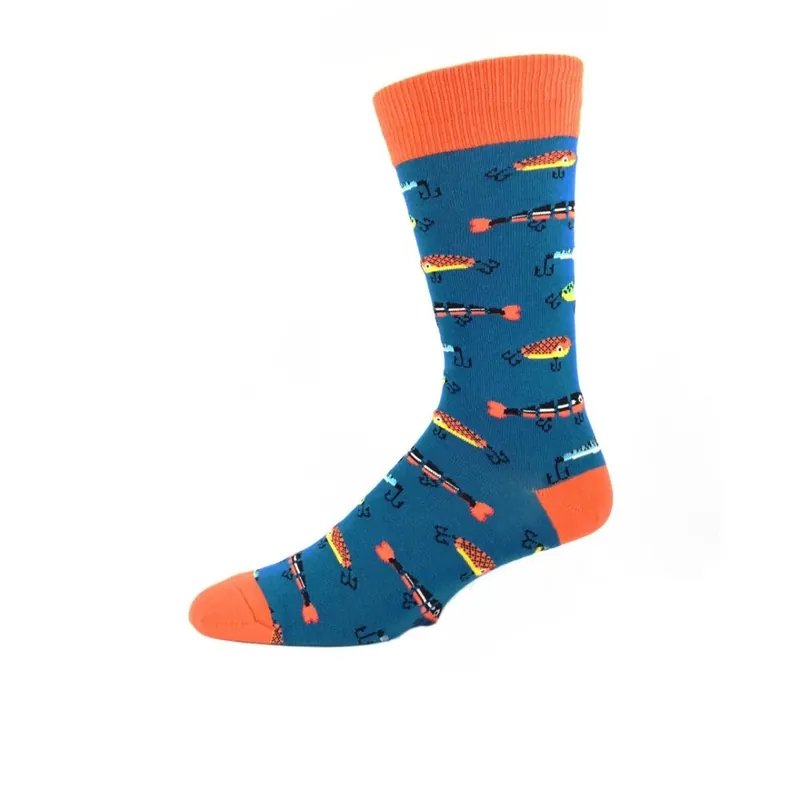 SockSmith Men‘s "Just Fishin‘ " Steel Blue Socks