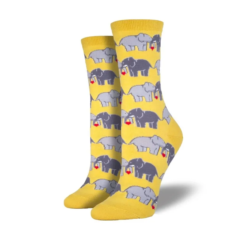SockSmith Women‘s " Elephant Love" Yellow Socks