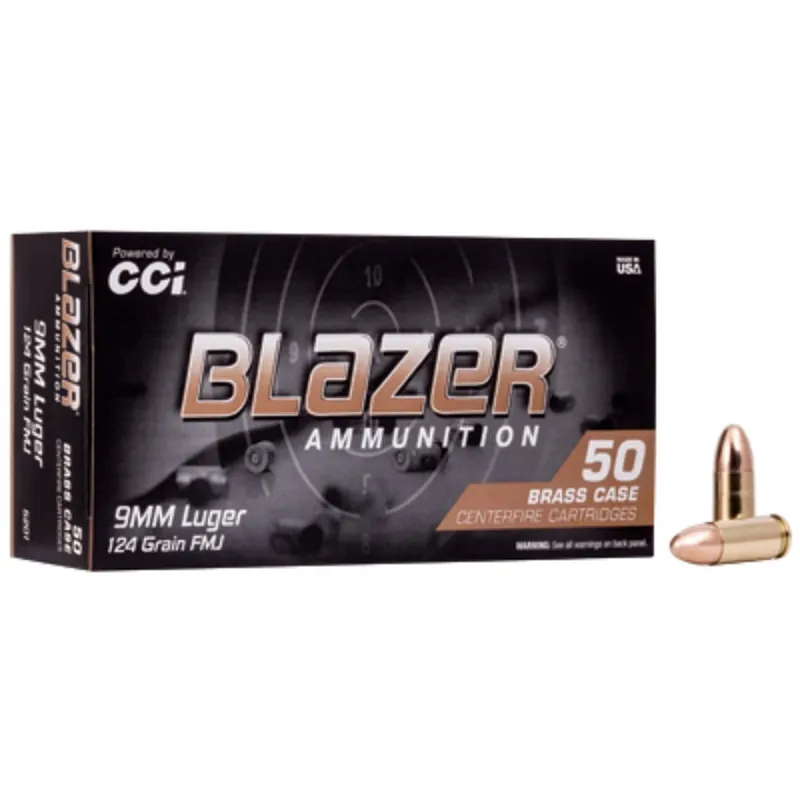 CCI Blazer Brass 9mm Luger 124 Grain Full Metal Jacket 50/Box