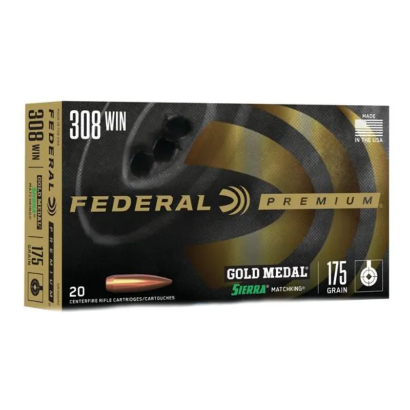 Federal Premium .308 Win. 175 Grain Sierra Matchking Boat Tail Hollow Point FEDGM308M2