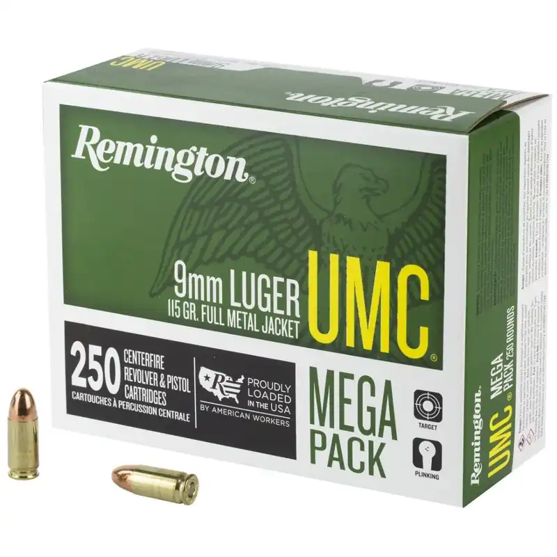 Remington UMC 9mm Luger 115 Grain Jacketed Hollow Points 250/Box