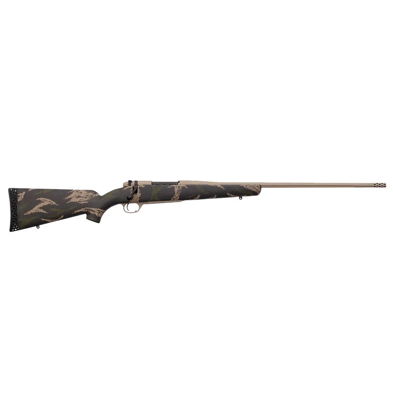 Weatherby Mark V Backcountry Rifle 6.5 Creedmoor Patriot Brown/ Dark Green and Black Carbon Fiber