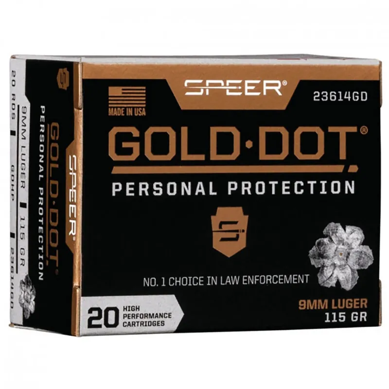 Speer Gold Dot 9mm Luger 115 Gr. GDHP 25/Box