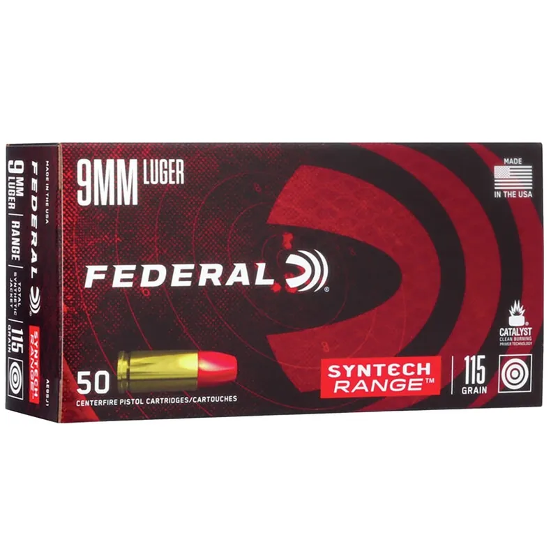 Federal Syntech Range 9mm Luger 115 Gr. Syntech Jacket 50/Box