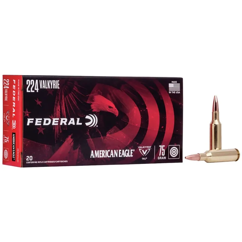 Federal American Eagle .224 Valkyrie 75 Grain FMJ 20/Box