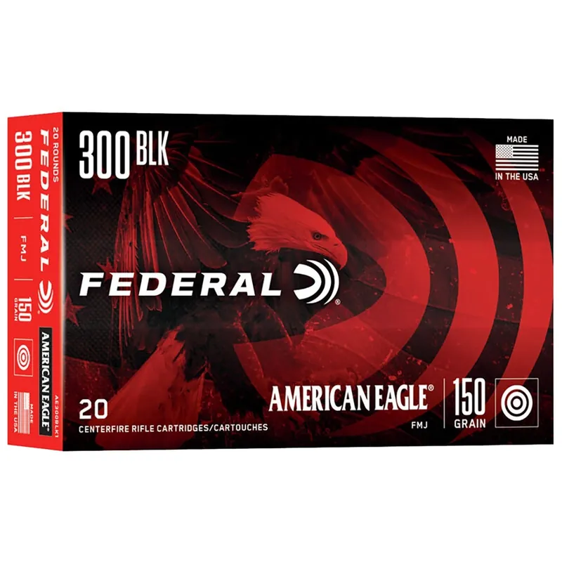 Federal American Eagle .300 Blackout 150 Grain FMJ Boat-Tail 20/Box
