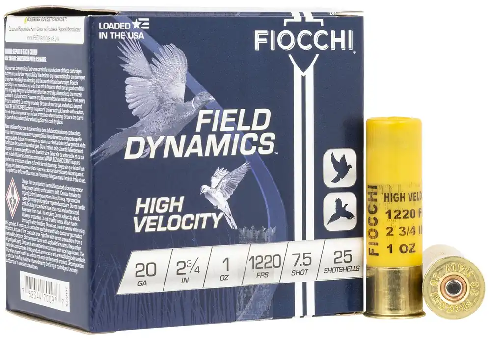 Fiocchi Field Dynamics High Velocity Upland Game 20 Ga. 7.5 2 ¾” 25/Box