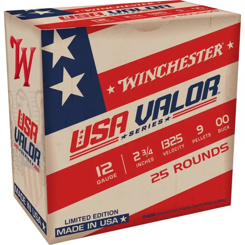 Winchester USA Valor Series 12 Ga. 2 ¾” 00 Buckshot 25/Box