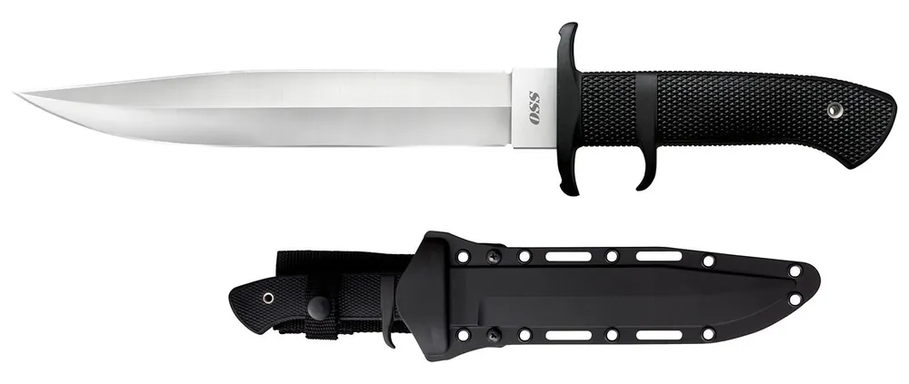 Cold Steel OSS 8.25" Fixed Plain AUS-8A SS Blade/Black Textured Kray-Ex Handle Includes Sheath