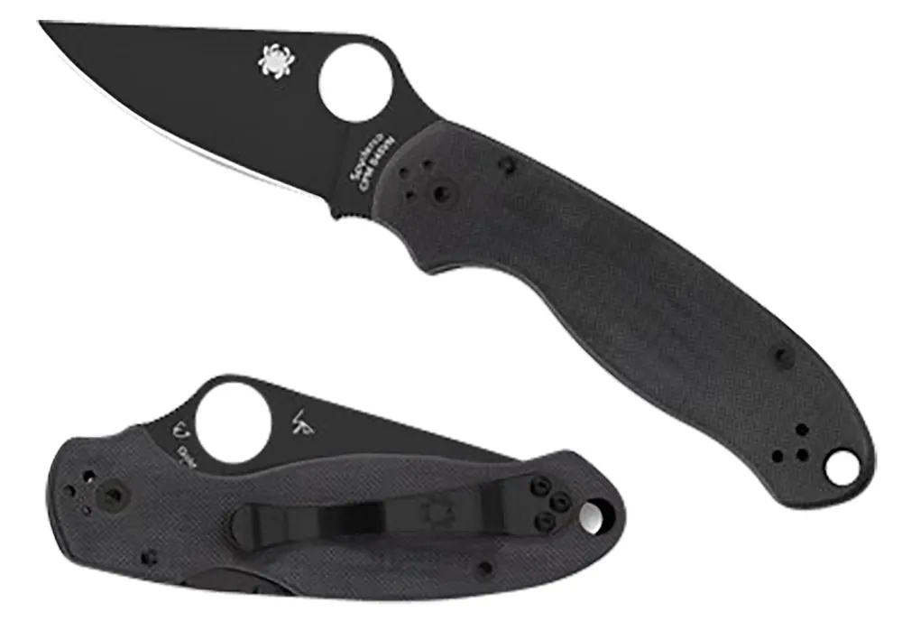 Spyderco Para 3 2.95" Folding Clip Point Plain Black DLC CPM S45VN SS Blade/Black G10 Handle Includes Pocket Clip