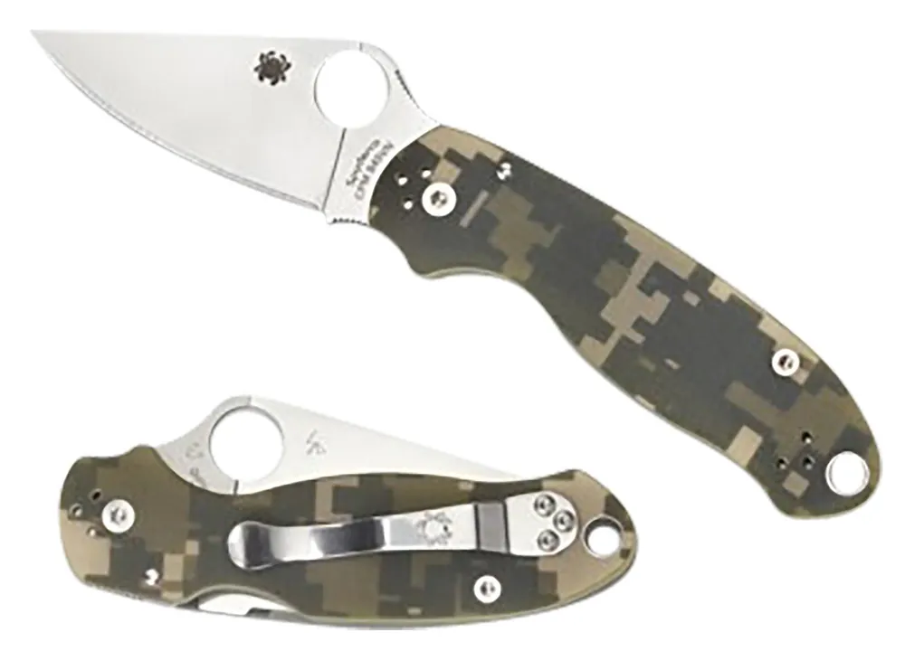 Spyderco Para 3 2.95" Folding Plain Black DLC CPM S45VN SS Blade/Digital Camo Textured G10 Handle Includes Pocket Clip
