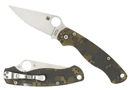 Spyderco Para Military 2 3.44" Folding Drop Point Plain Black CPM S30V SS Blade Digital Camo G10 Handle Includes Pocket Clip