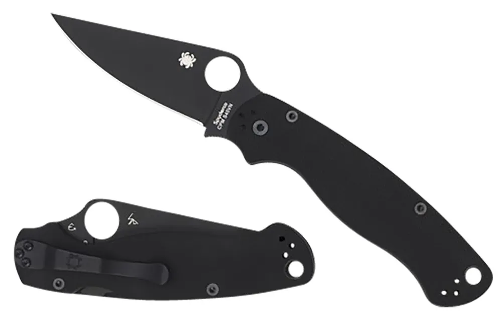 Spyderco C81GPBK2 Para Military 2 3.42" Folding Plain Black DLC CPM S45VN SS Blade/Black Textured G10 Handle Includes Pocket Clip