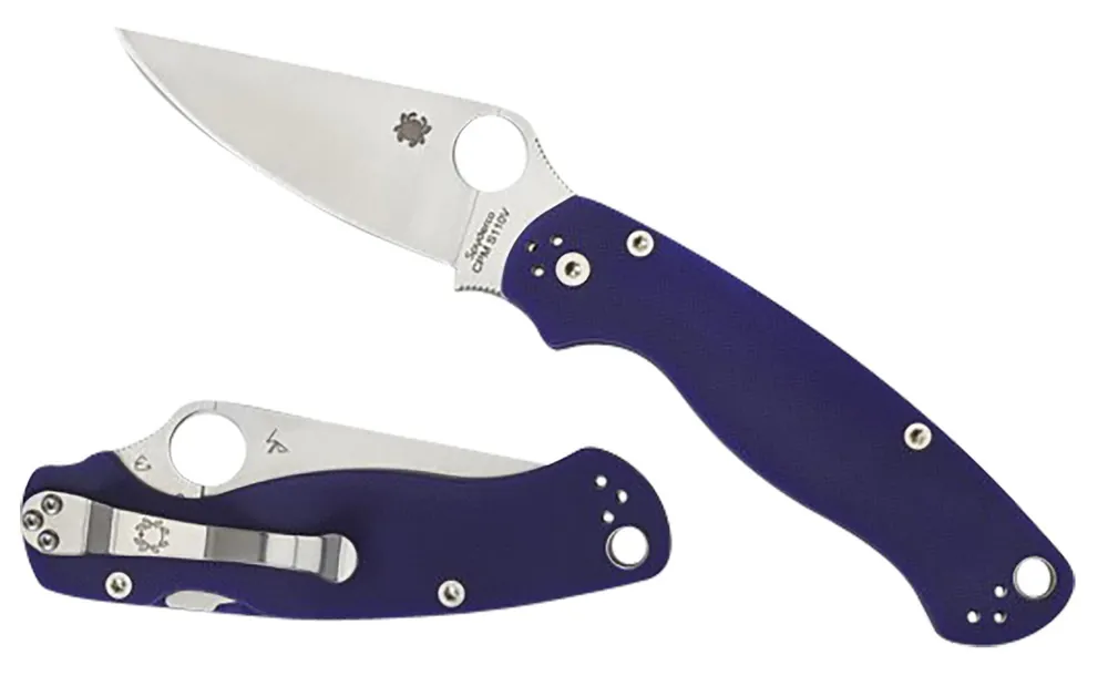Spyderco Para Military 2 3.42" Folding Plain Satin CPM S110V Blade/Dark Blue Textured G10 Handle Includes Pocket Clip