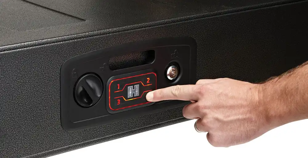 Hornady Rapid Safe AR Gunlocker RFID Access Code Key Entry Black Steel Holds 2 Rifles Holds 2 Long Guns 42 L x 15.25" W x 6.75" D"