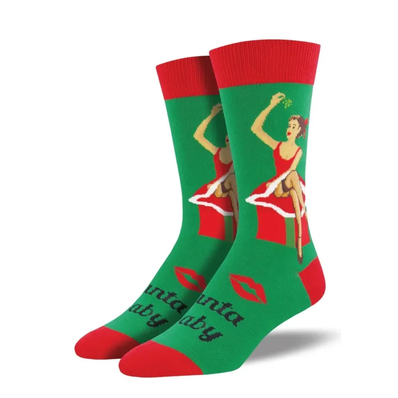 SockSmith Men‘s "Santa Baby" Green Socks