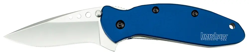 Kershaw Scallion 2.40" Folding Drop Point Plain Bead Blasted 420HC SS Blade Navy Blue Anodized Aluminum Handle Includes Pocket Clip