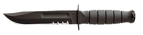 Ka-Bar Short Fight/Utility 5.25" Fixed Clip Point Part Serrated Black 1095 Cro-Van Blade, Black Kraton G Handle, Includes Sheath