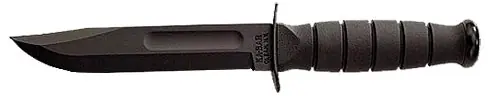 Ka-Bar Fighting/Utility 5.25" Fixed Clip Point Plain Black 1095 Cro-Van Blade, Black Kraton G Handle, Includes Sheath