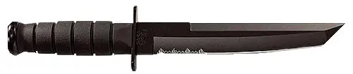 Ka-Bar Tanto 8" Fixed Tanto Part Serrated Black 1095 Cro-Van Blade, Black Kraton G Handle, Includes Sheath