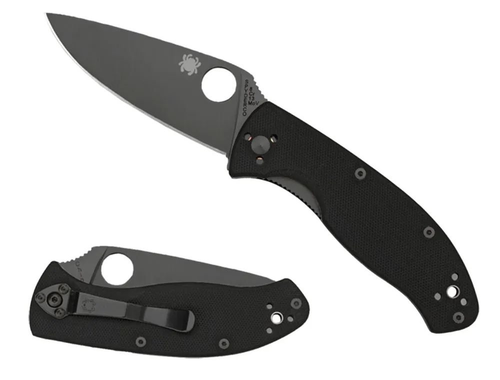 Spyderco Tenacious 3.39" Folding Drop Point Part Serrated Black Matte