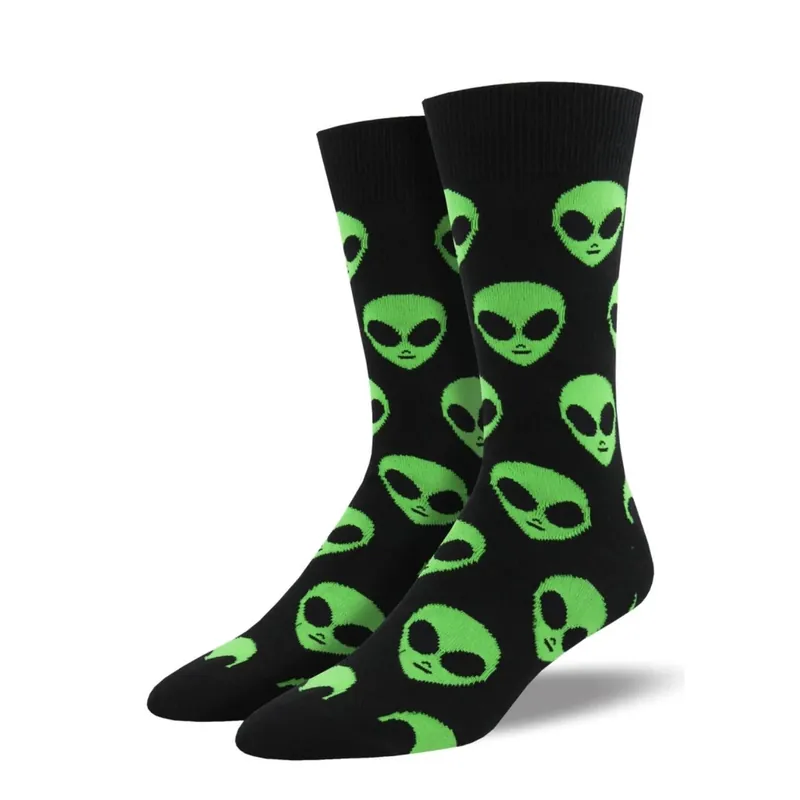 SockSmith Men‘s "We Come In Peace" Black Socks