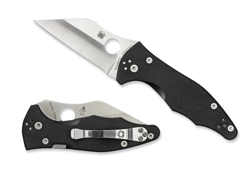 Spyderco Yojimbo 2 3.20" Folding Wharncliffe Plain Satin CPM S30V SS Blade/ Black Textured G10 Handle Includes Pocket Clip
