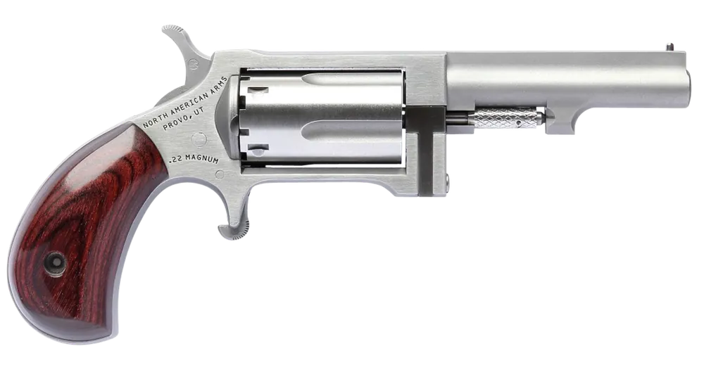 North American Arms SW250 Sidewinder 22 WMR Caliber with 2.50" Barrel, 5rd Capacity Cylinder, Overall Stainless Steel Finish & Rosewood Birdshead Grip