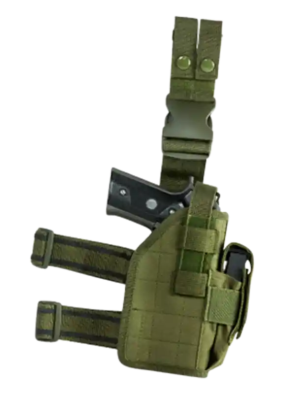 NcStar Drop Leg Green PVC Fabric Tactical Universal Semi-Auto Handgun RH