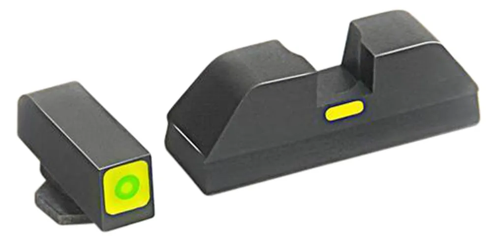 AmeriGlo CAP Night Sight Set Tritium Green with LumiGreen Outline Front, Black LumiGreen Outline Rear for Glock 42,43, 43x,48 Gen1-5