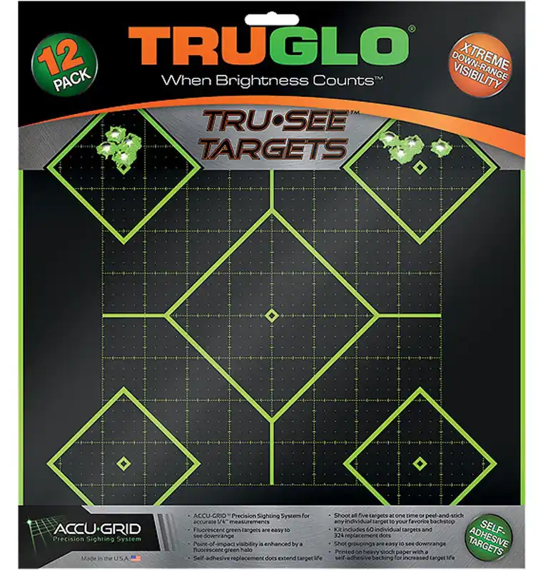 TruGlo Tru-See Self-Adhesive Heavy Paper Universal Black/Green 5-Diamond - 12 Pack