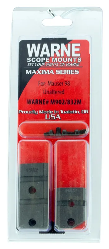 Warne Maxima Base Set For Rifle Mauser 98 Unaltered Weaver Matte Black Steel