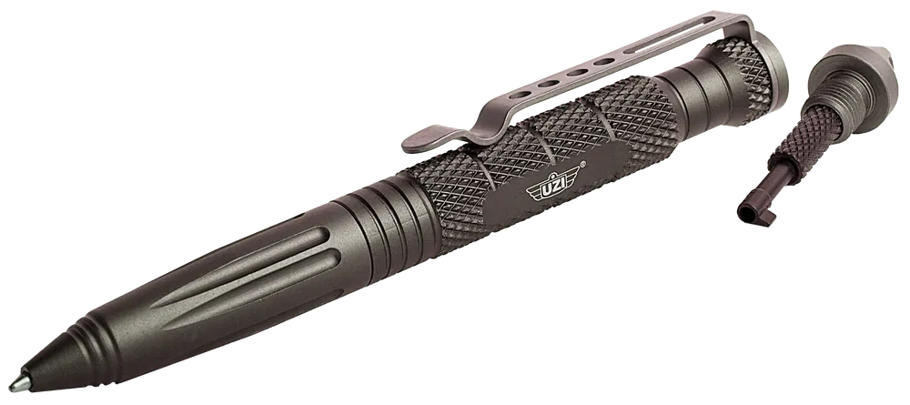Uzi Accessories Tactical Pen Gun Metal Aluminum 6" Features Glass Breaker/Cuff Key UZITACPEN6GM