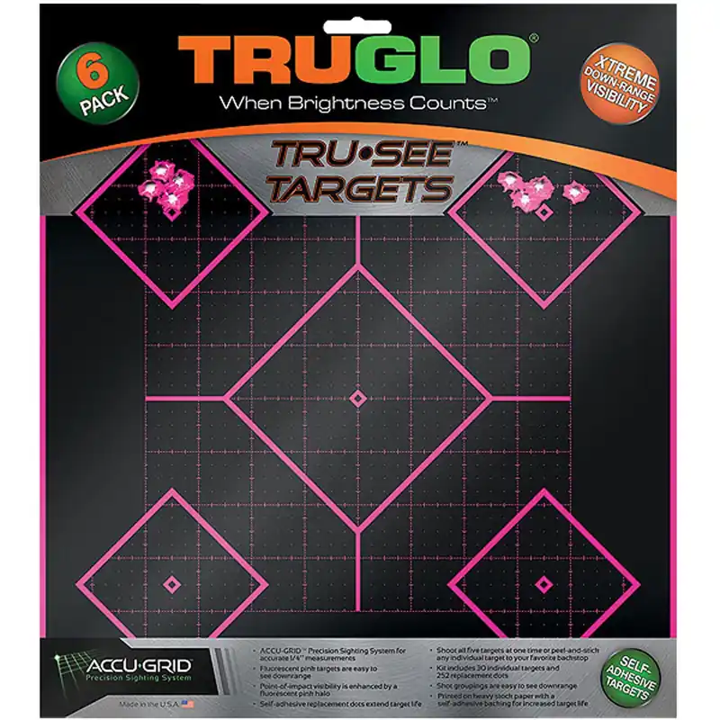 TruGlo Tru-See Self-Adhesive Paper Universal Heavy Paper Black/Pink 5-Diamond - 6 Pack