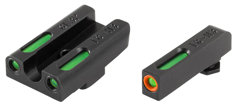 TruGlo TFX Pro Square Tritium/Fiber Optic Green with Orange Outline Front/U-Notch Green Rear with Nitride Fortress Finished Frame for Glock 42, 43