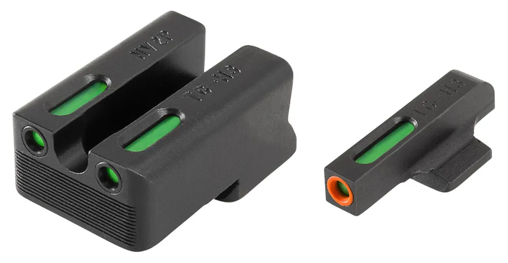 TruGlo TFX Pro Square Tritium/Fiber Optic Green with Orange Outline Front/U-Notch Green Rear with Nitride Fortress Finished Frame for 1911 with Novak 270 Front, 500 Rear