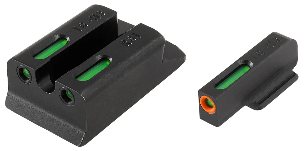 TruGlo TFX Pro Square Tritium/Fiber Optic Green with Orange Outline Front/U-Notch Green Rear with Nitride Fortress Finished Frame for Ruger SR 9mm,40,45